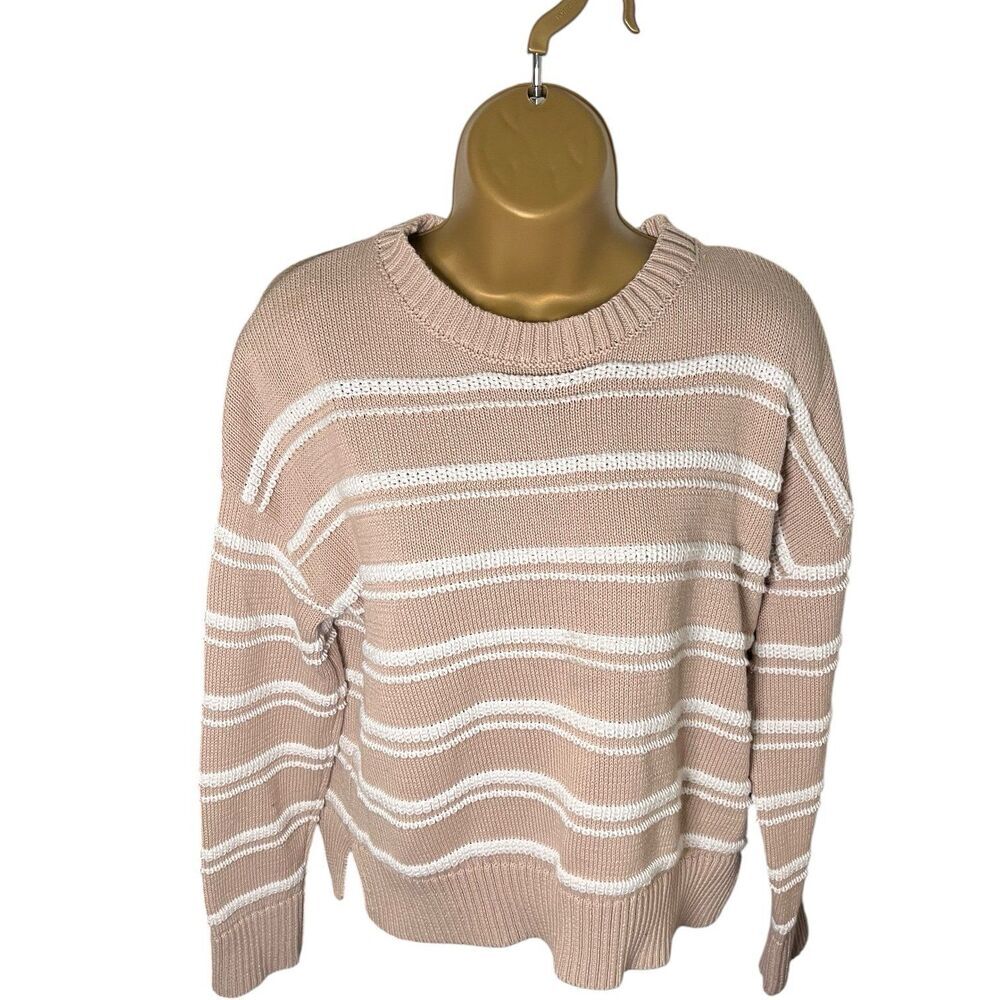 Joie Oversized Cropped Knit Sweater Drop Shoulder Beige XS